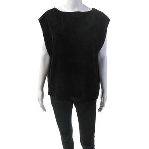 Shamask Womens Textured Sleeveless Scoop Neck Knit Tank Blouse Black Size 03